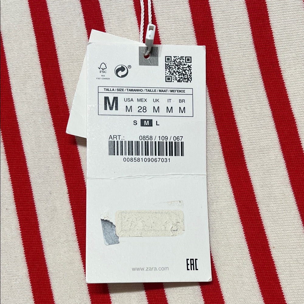 Zara Women’s Red & White Striped Skirt Set (Top-Medium/Skirt-Large) - Picture 5 of 16